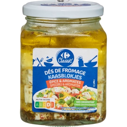 Dés de fromage épices et aromates pour apéritif et salade CARREFOUR CLASSIC'