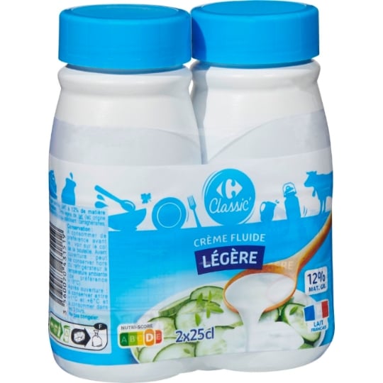 Crème Fluide Légère 12% Mg CARREFOUR CLASSIC'