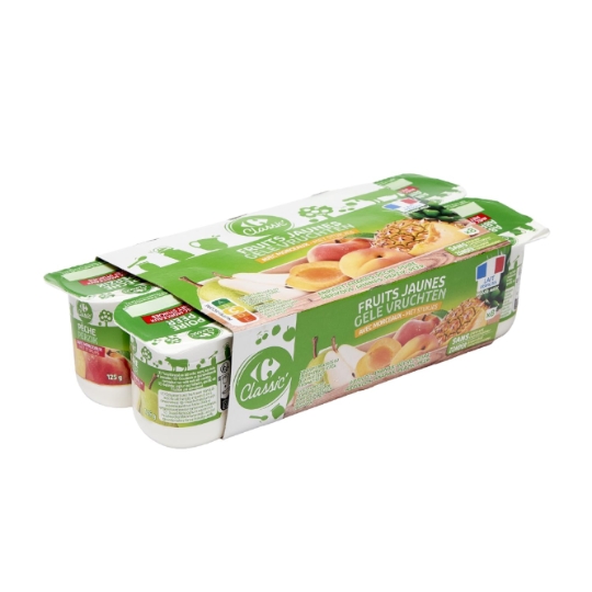Yaourt brassé aux fruits jaunes, avec morceaux et sans conservateur CARREFOUR CLASSIC'