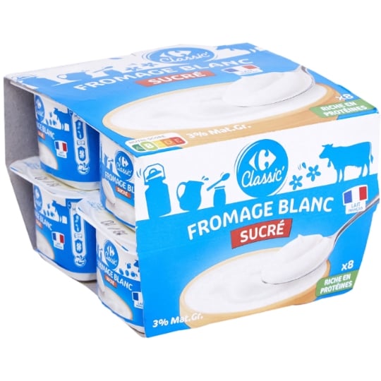 Fromage Blanc 3% MG Nature Sucré CARREFOUR CLASSIC'