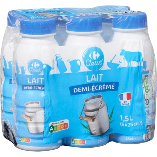 Lait Demi-Ecrémé demi-écrémé CARREFOUR CLASSIC'