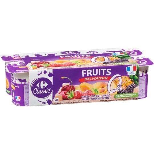 Yaourts aux fruits avec morceaux 0% MG CARREFOUR CLASSIC'