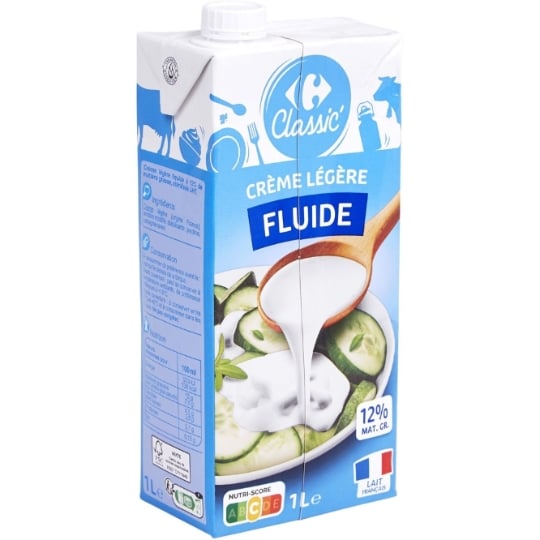 Crème Légère Fluide 12% Mg CARREFOUR CLASSIC'