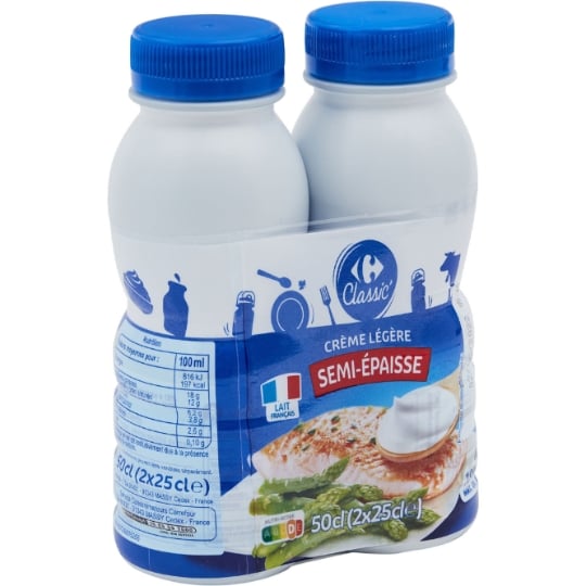Crème Semi-Épaisse Légère 18% Mat.Gr. CARREFOUR CLASSIC'