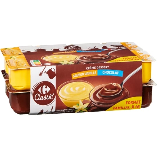 Crème dessert vanille et chocolat CARREFOUR CLASSIC'