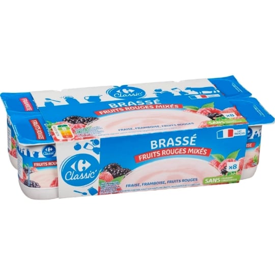 Yaourts fruits rouges mixés brassé  CARREFOUR CLASSIC'