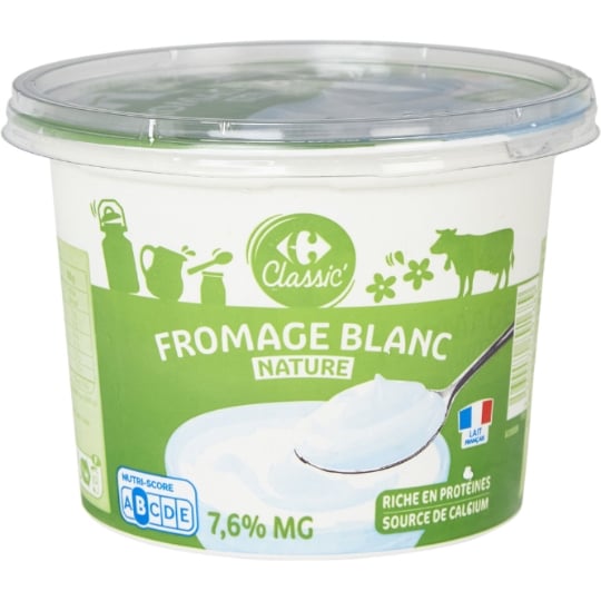 Fromage Blanc 7,6% MG Nature CARREFOUR CLASSIC'