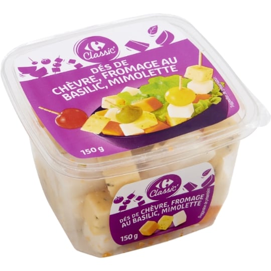 Dés de Fromage de Chèvre Basilic et Mimolette CARREFOUR CLASSIC'