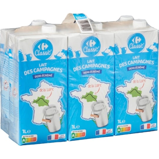 Lait Demi-Ecrémé demi-écrémé CARREFOUR CLASSIC'