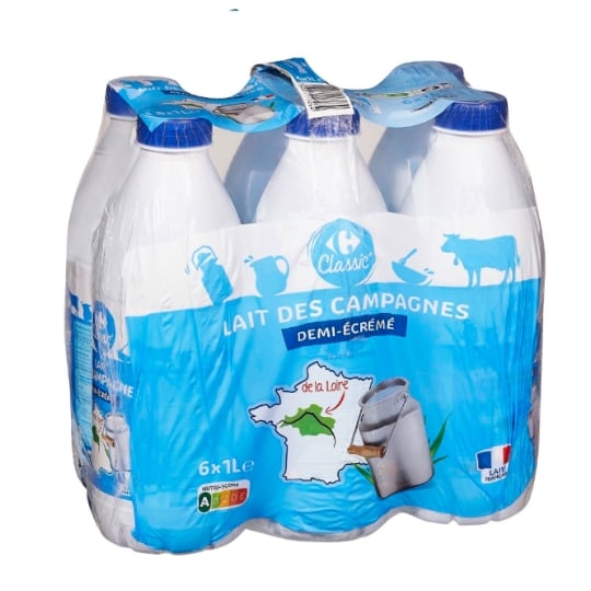 Lait Demi-Ecrémé demi-écrémé CARREFOUR CLASSIC'