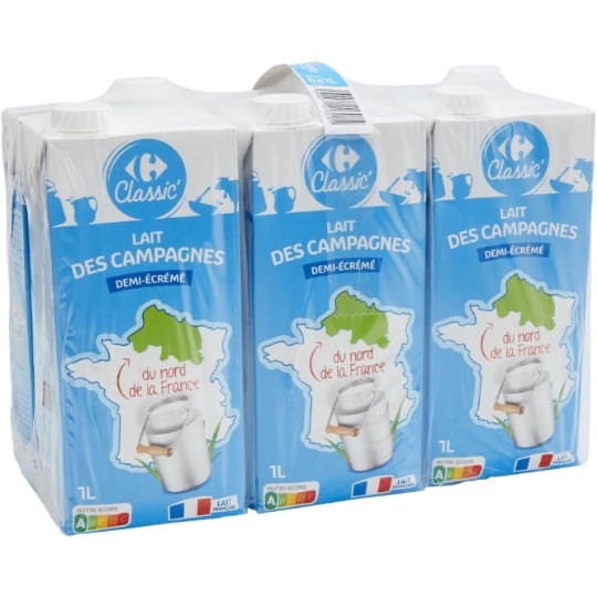 Lait Demi-Ecrémé demi-écrémé CARREFOUR CLASSIC'