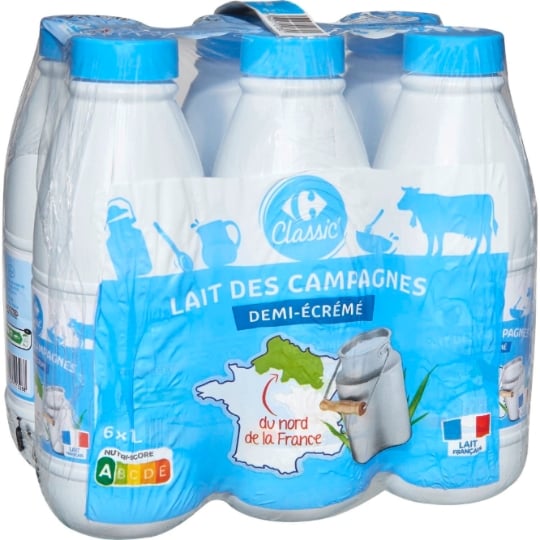 Lait Demi-Ecrémé demi-écrémé CARREFOUR CLASSIC'