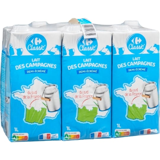 Lait Demi-Ecrémé demi-écrémé CARREFOUR CLASSIC'
