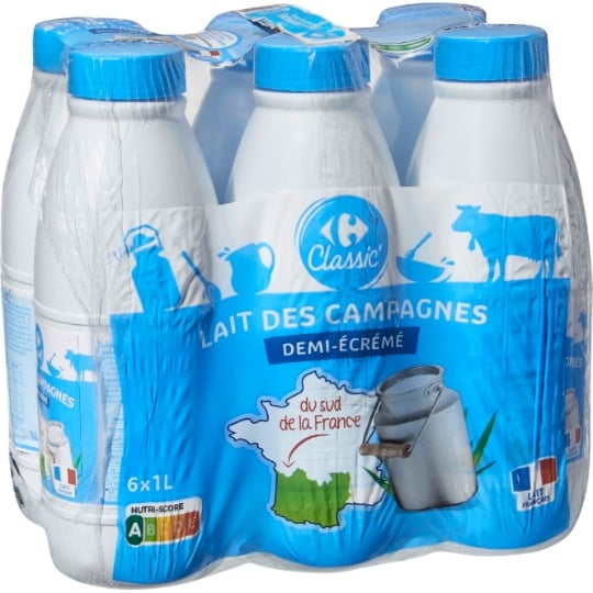 Lait Demi-Ecrémé demi-écrémé CARREFOUR CLASSIC'