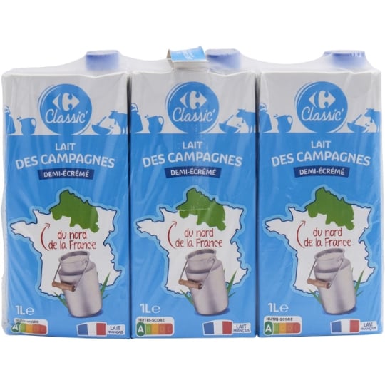 Lait Demi-Ecrémé des Campagnes des campagnes demi-écrémé CARREFOUR CLASSIC'