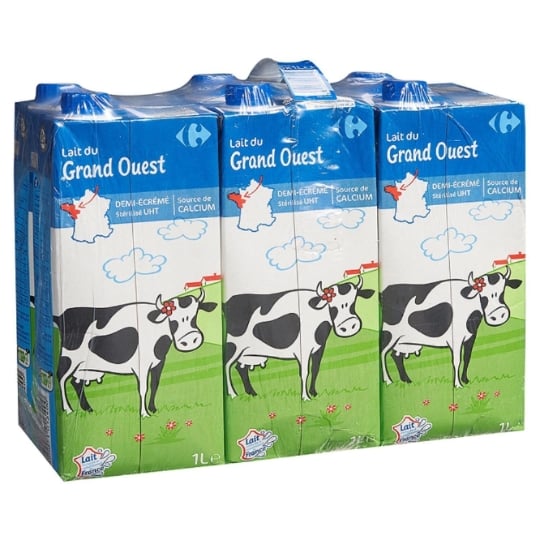 Lait Demi-Ecrémé Grand Ouest CARREFOUR CLASSIC'