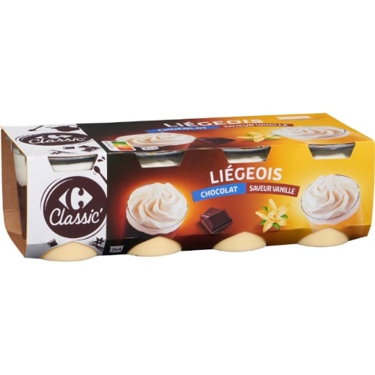 Liégeois  chocolat et vanille CARREFOUR CLASSIC'