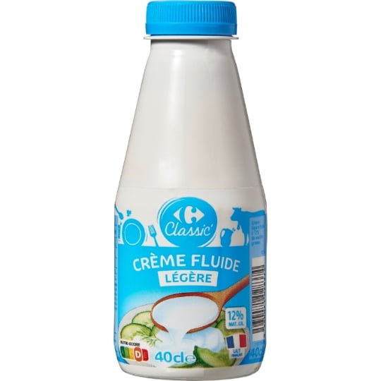 Crème Fluide Légère 12% Mat.Gr. CARREFOUR CLASSIC'