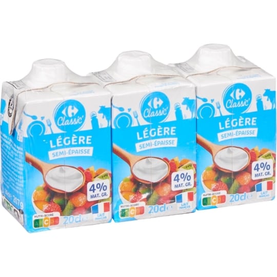 Crème Légère Semi-Épaisse CARREFOUR CLASSIC'
