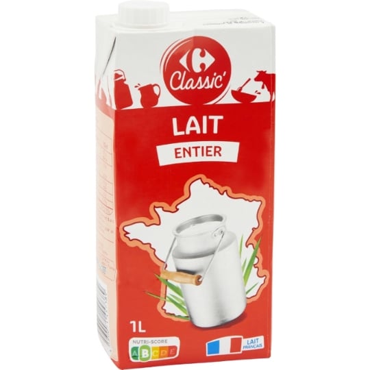 Lait Entier UHT CARREFOUR CLASSIC'