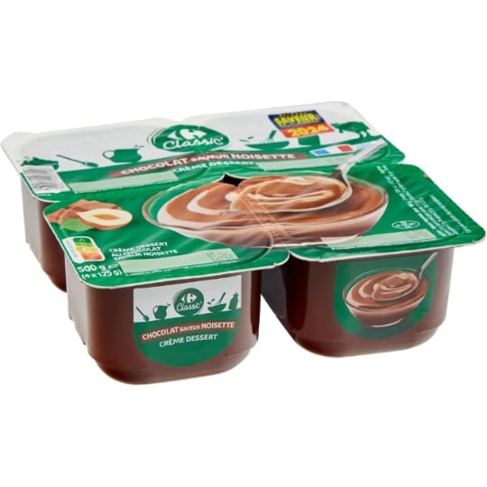 Crème dessert chocolat noisette CARREFOUR CLASSIC'
