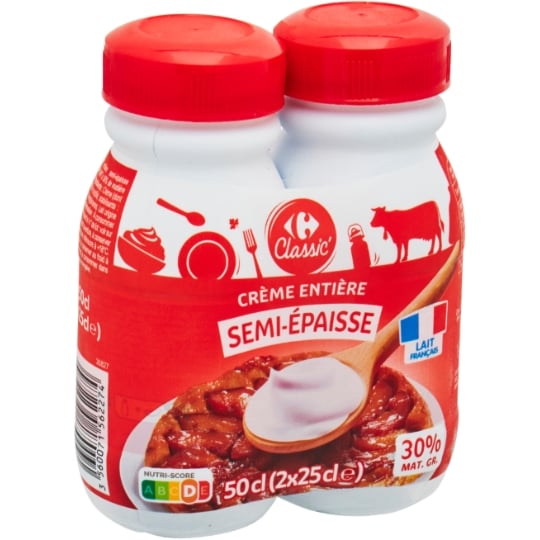 Crème Semi-Epaisse 30% CARREFOUR CLASSIC'