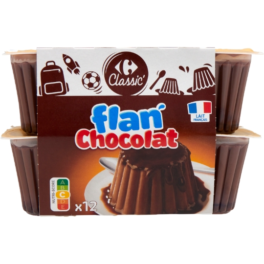 Flan au chocolat et nappe de sauce au chocolat CARREFOUR CLASSIC'