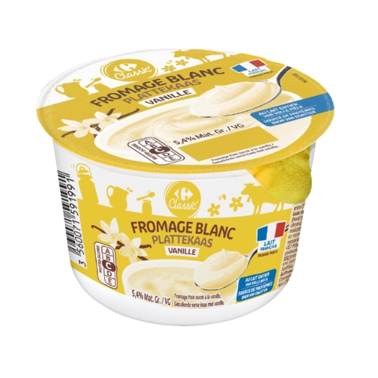 Fromage blanc sucré à la vanille, riche de protéines et au lait entier CARREFOUR CLASSIC'