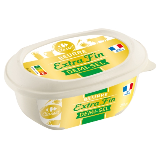 Beurre extra fin demi-sel CARREFOUR CLASSIC'