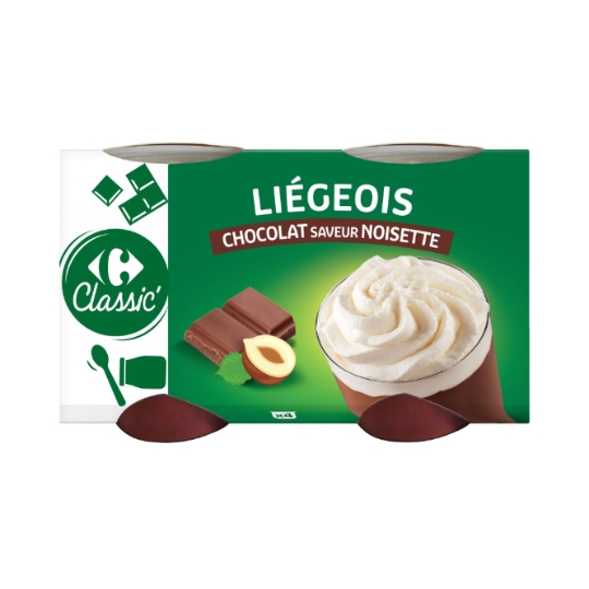 Dessert lacté au chocolat et aromatisé noisette CARREFOUR CLASSIC'