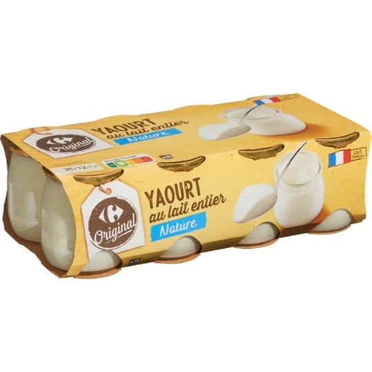 Yaourts Nature lait entier nature CARREFOUR ORIGINAL