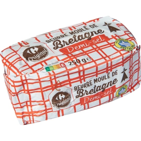 Beurre moulé de Bretagne demi-sel CARREFOUR ORIGINAL