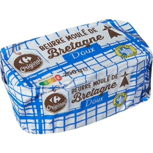 Beurre moulé de Bretagne doux CARREFOUR ORIGINAL
