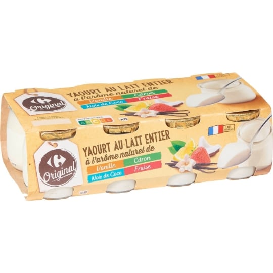 Yaourts Vanille Citron Coco Fraise CARREFOUR ORIGINAL
