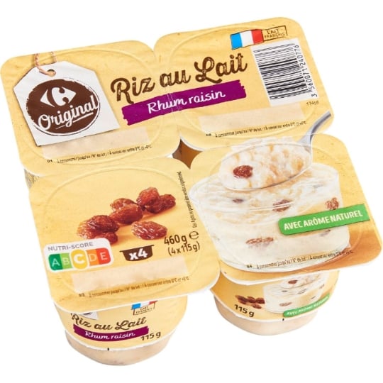 Riz au lait  rhum raisin CARREFOUR ORIGINAL