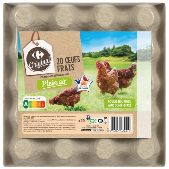 œufs frais de poules élevées en plein air CARREFOUR ORIGINAL