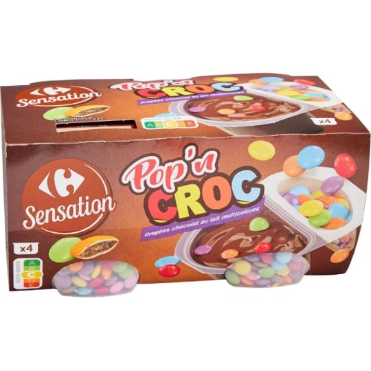 Crème dessert chocolat avec dragées CARREFOUR SENSATION