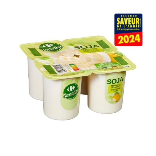 Dessert végétal au soja mandarine citron vert CARREFOUR SENSATION