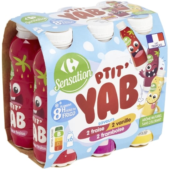 Yaourt à boire vanille fraise framboise petit yab CARREFOUR SENSATION