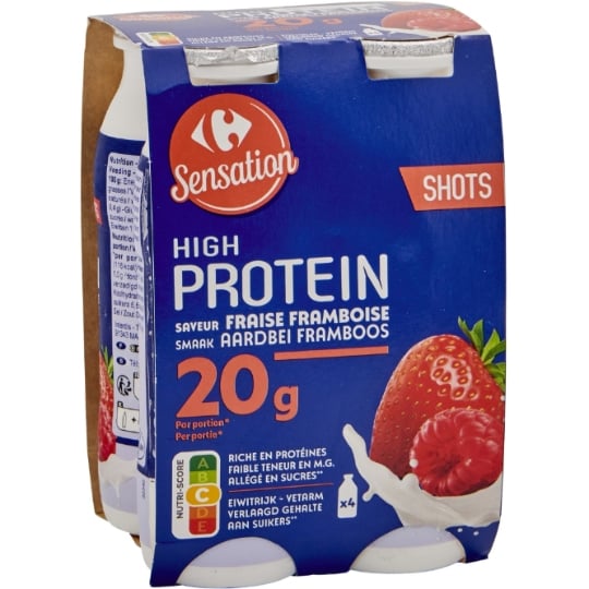 Spécialité à boire protéiné fraise CARREFOUR SENSATION