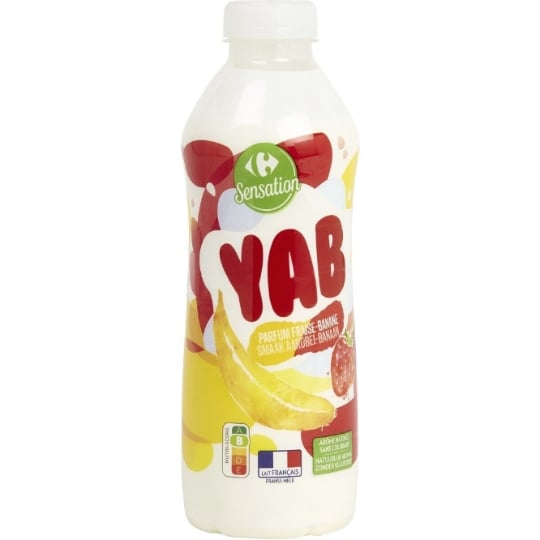 Yaourt à boire fraise banane yab CARREFOUR SENSATION
