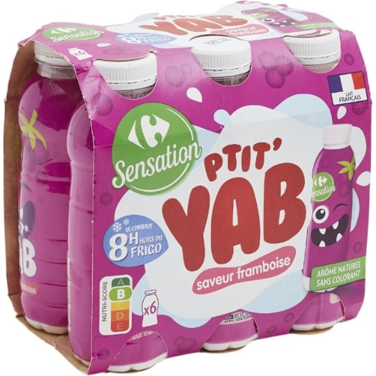 Yaourts à boire Ptit'Yab framboise CARREFOUR SENSATION
