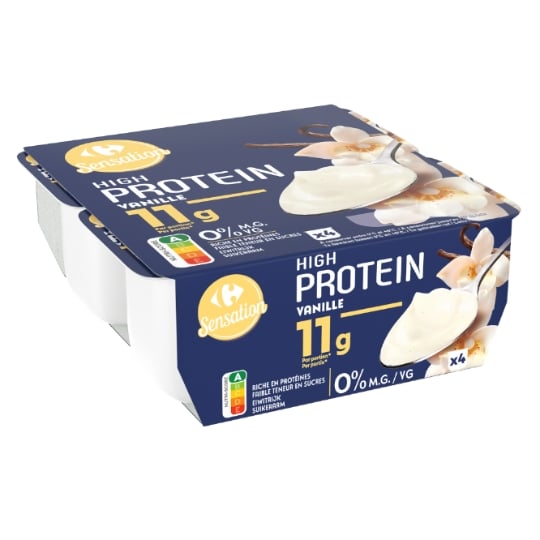 Yaourts protéiné vanille 0% MG  CARREFOUR SENSATION