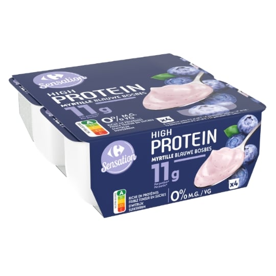 Yaourts protéiné myrtille 0% MG CARREFOUR SENSATION