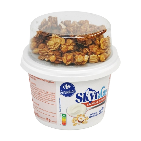 Skyr nature, avec granola noisette et riche en protéines CARREFOUR SENSATION
