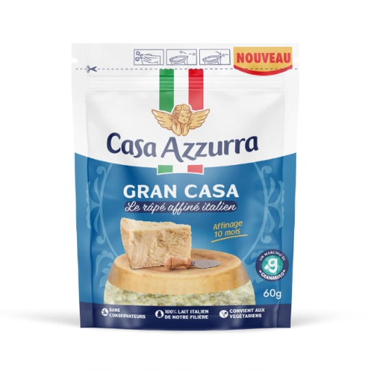 Fromage Râpé Affiné à Pâte Dure au Lait Cru Italien CASA AZZURRA