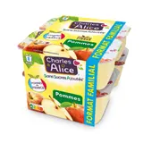 Compote Pomme Sans Sucres Ajoutés CHARLES & ALICE, les 8 pots de 100g CHARLES & ALICE