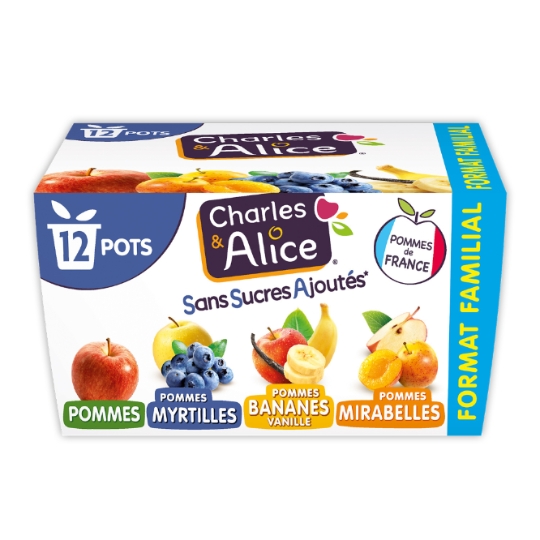 Compote Panaché Pomme Myrtille Banane Vanille Mirabelle Sans Sucres Ajoutés CHARLES & ALICE