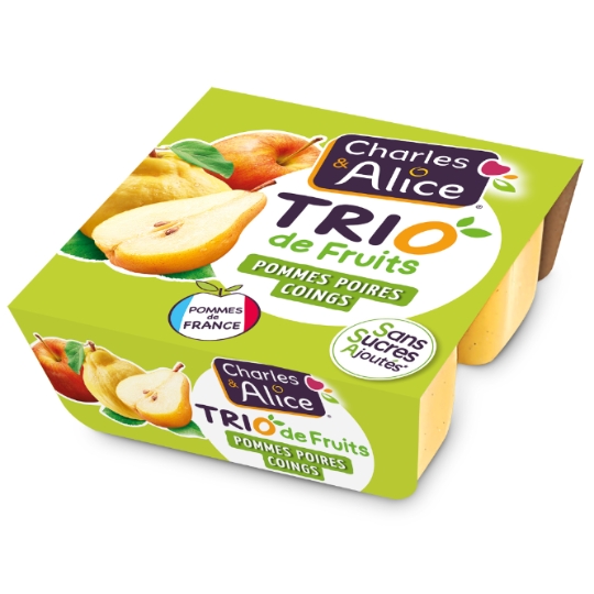 Compote Trio de Fruits Pommes Poires Coings sans Sucres Ajoutés CHARLES & ALICE