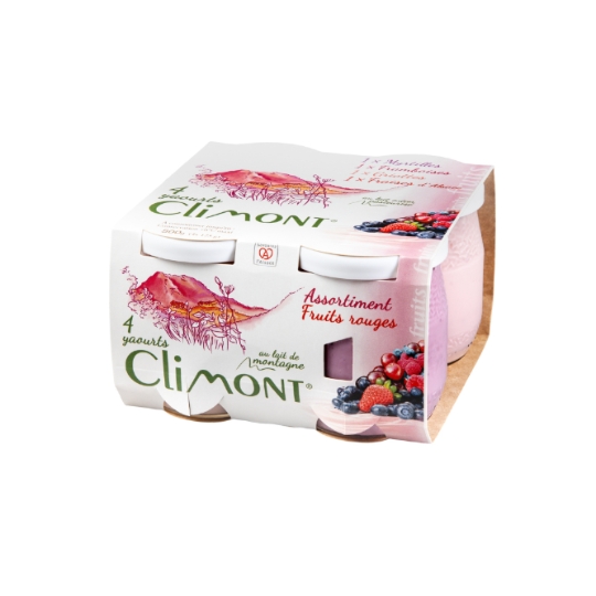Yaourts Au Lait de Montagne Fuits Rouges CLIMONT